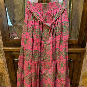 New without tag, pink and green floor length maxi skirt